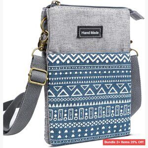 Canvas Crossbody Bag with Adjustable Strap, 5 Pockets, Phone Purse